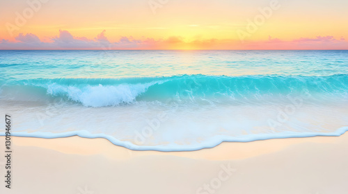 Tropical Beach Sunset Illus...