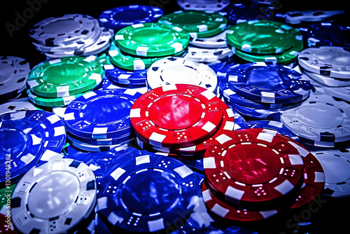 Photo Gambling Chips Red Wh...