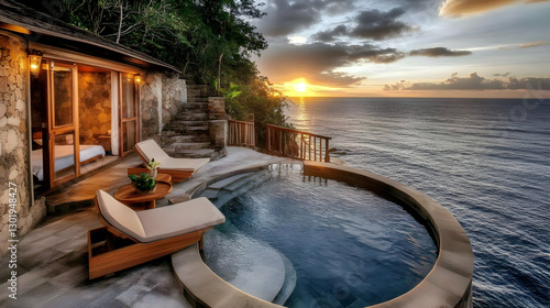 Photo: Luxury Oceanfront Villa Sunset Relaxation Pool Travel