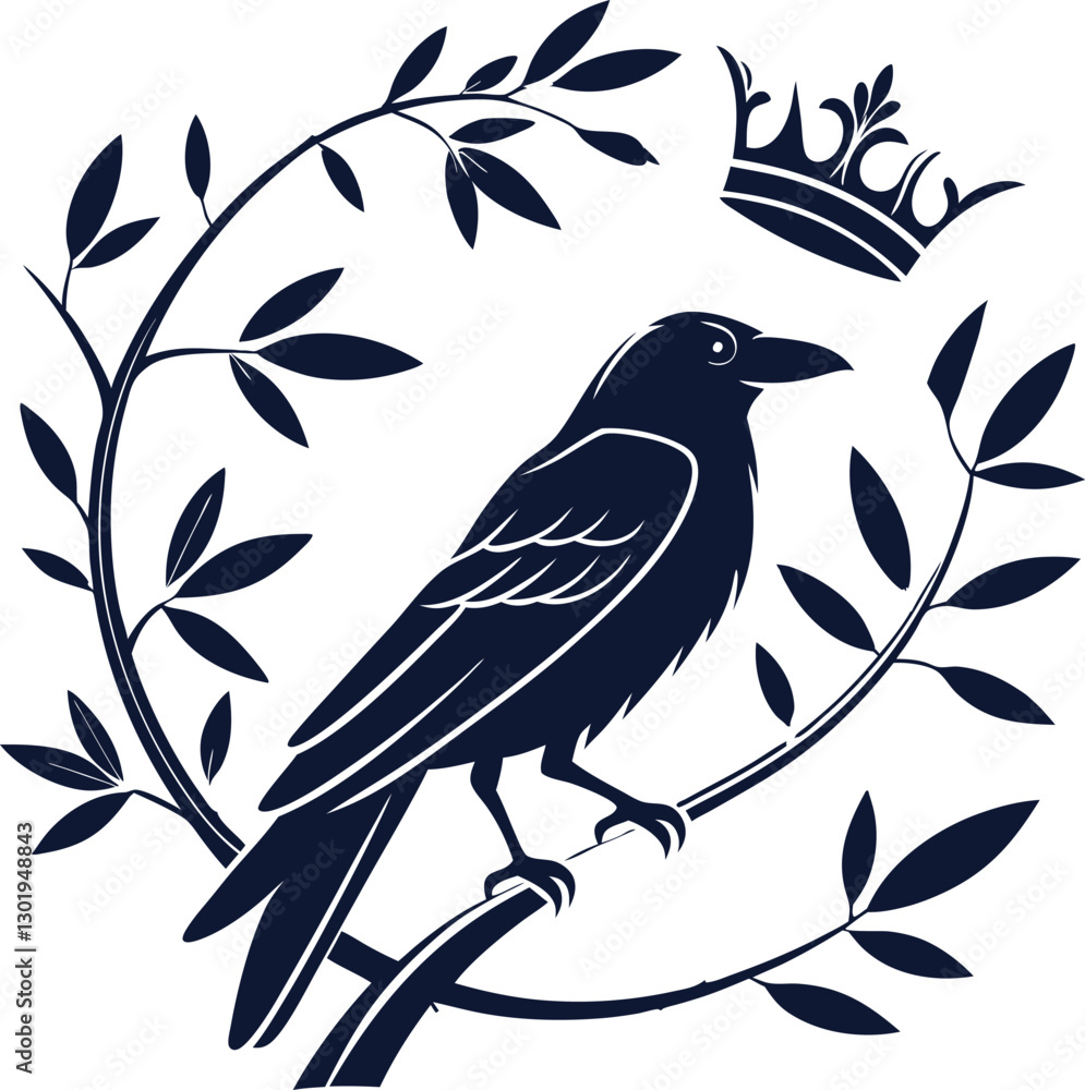 Bird silhouette and crown combination logo Bird silhouette and crown combination logo