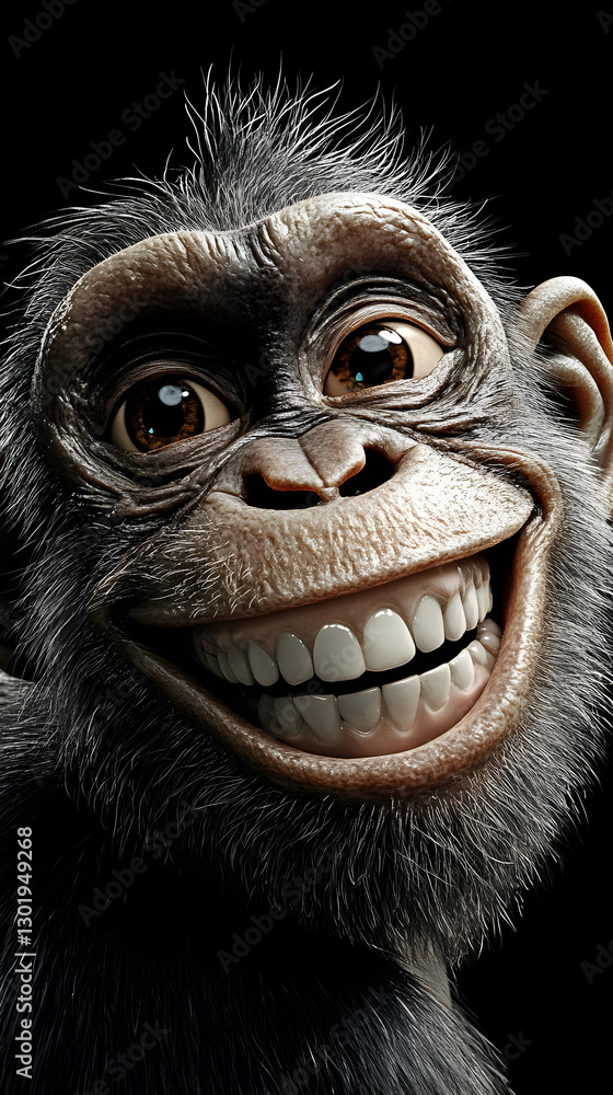 3D Illustration Happy Chimpanzee Smile Teeth Fur Primate Monkey 3D Illustration Happy Chimpanzee Smile Teeth Fur Primate Monkey