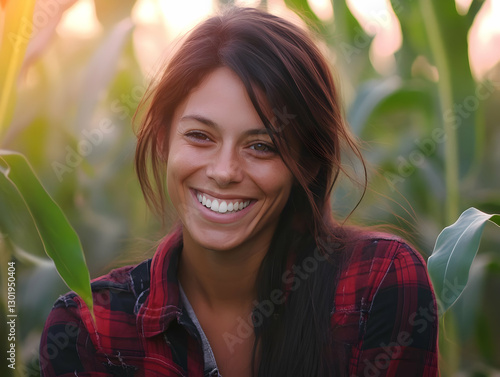 Photo Woman Smiling Cornfie...
