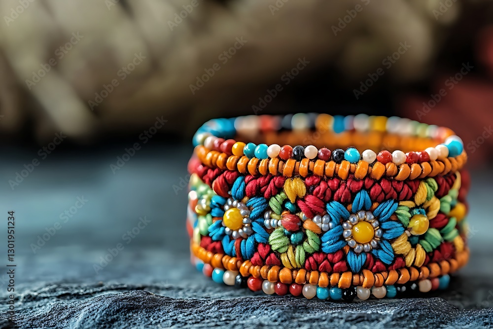 Vibrant Floral Beaded Bracelet Vibrant Floral Beaded Bracelet