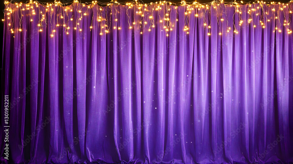 Purple Curtain Background with Fairy Lights Purple Curtain Background with Fairy Lights