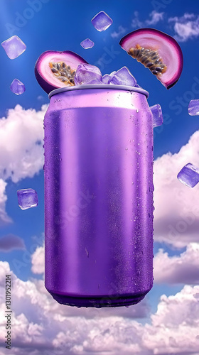 3D Illustration Purple Can,...