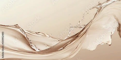 Fluid Elegance: High-Resolution Abstract Liquid Wave in Mocha Tones