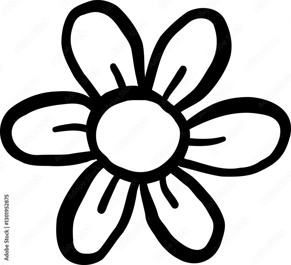 Retro Flower daisy Outline Doodle Retro Flower daisy Outline Doodle