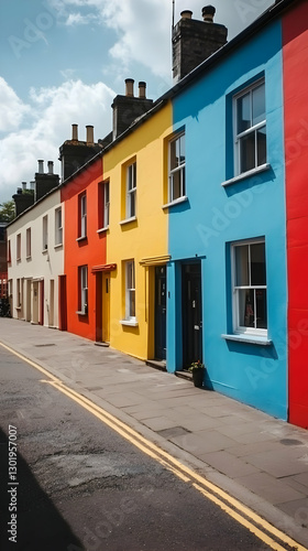 Photo Colorful Row Houses A...