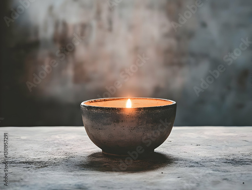 Photo - Lit Candle in Bowl ...