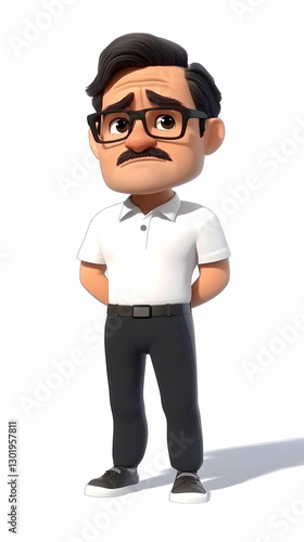 3D Illustration Sad Man Gla...