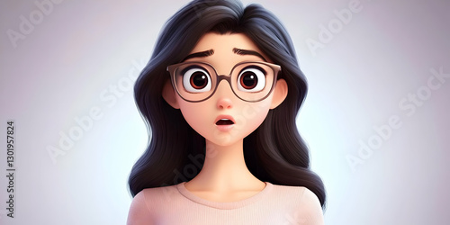 3D Illustration Girl with G...