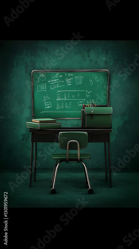 3D Illustration Empty Class...