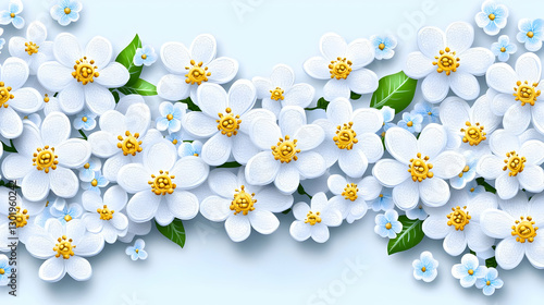 3D Illustration White Flowe...