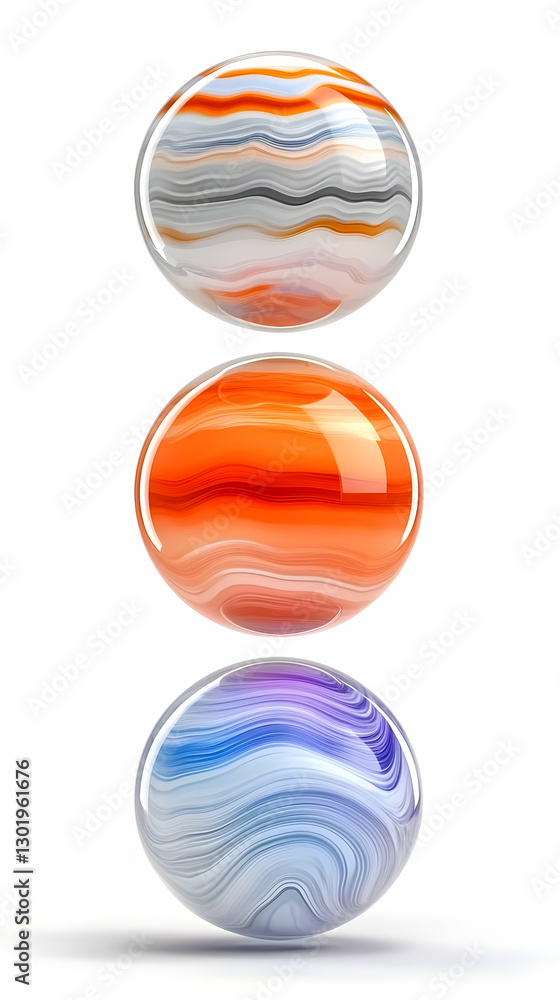 3D Illustration, Abstract Spheres, Colorful Swirls 3D Illustration, Abstract Spheres, Colorful Swirls
