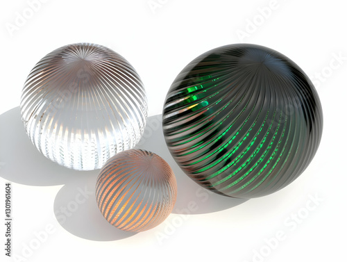 3D Illustration Green, Silv...