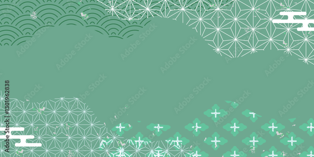 Obraz premium 新緑 和紙 模様 背景