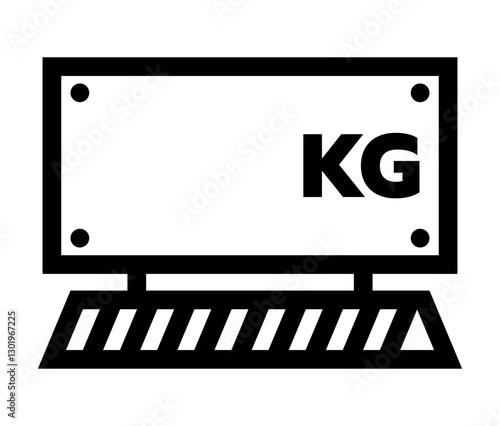 icon representing a heavy weight sign likely indicating weight restrictions or capacity limits "KG" text signifies kilograms.