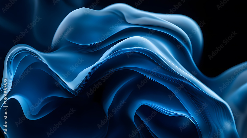 Obraz premium Fluid, soft blue waves evoking motion and elegance.
