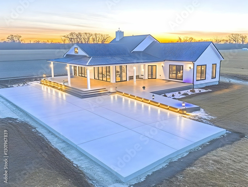 Photo Modern Farmhouse Dusk...