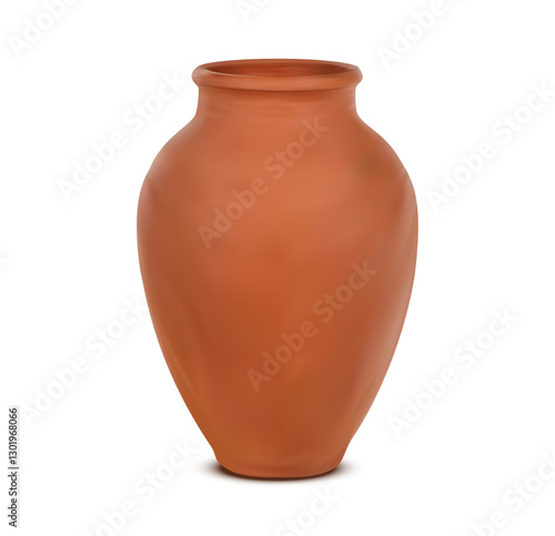 3d clay vase isolated on a white background