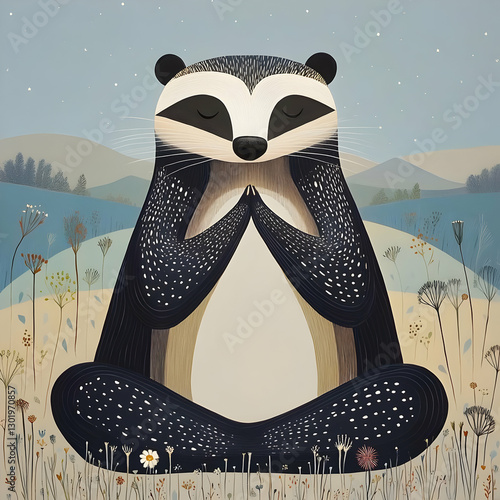 Illustration of Meditating ...