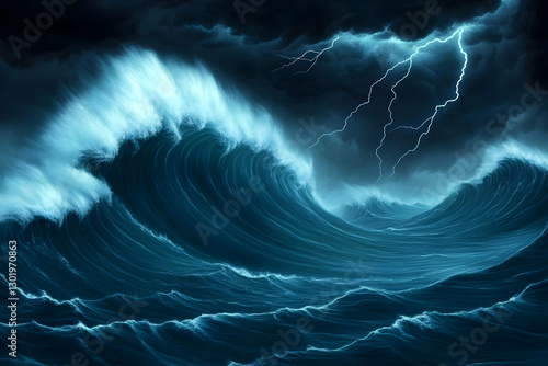 Illustration of Stormy Ocea...