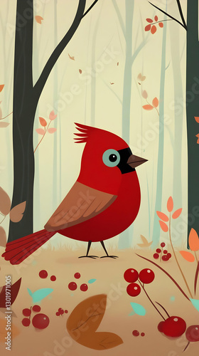 Illustration - Red Bird in ...