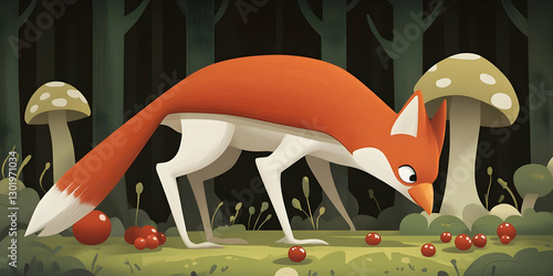 Illustration of Fox Foragin...