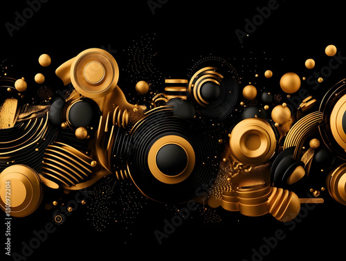 3D Abstract Background Gold...