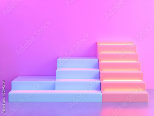 3D Illustration Pink and Bl...