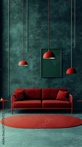 3D Illustration Red Sofa, T...