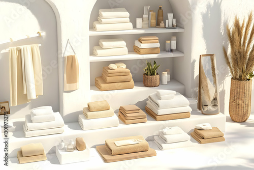 3D Illustration- Towels, Be...