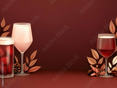 3D Illustration Autumn Drin...