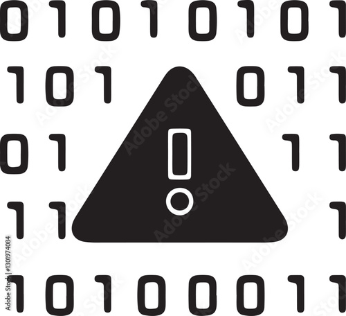 An illustration of a warning symbol with binary numbers