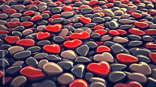 Heart-Shaped Stones 3D Abst...