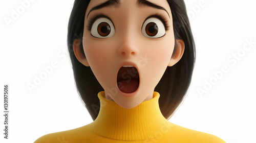 3D Illustration Girl Surpri...