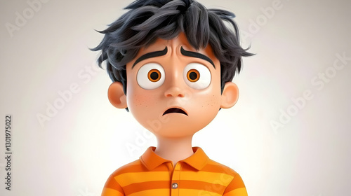 3D Illustration-Worried Boy...