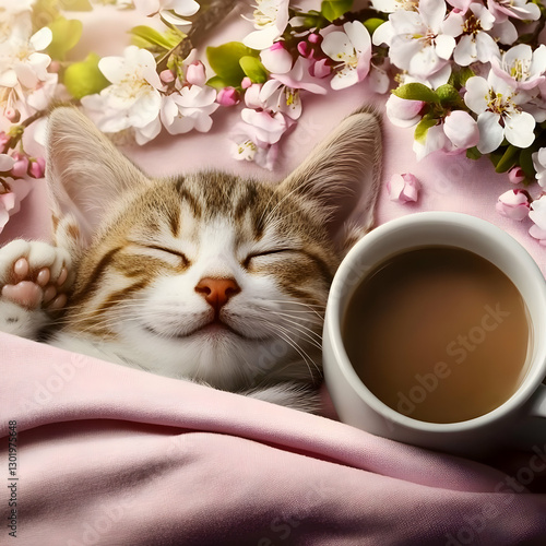 Illustration of Kitten, Cof...