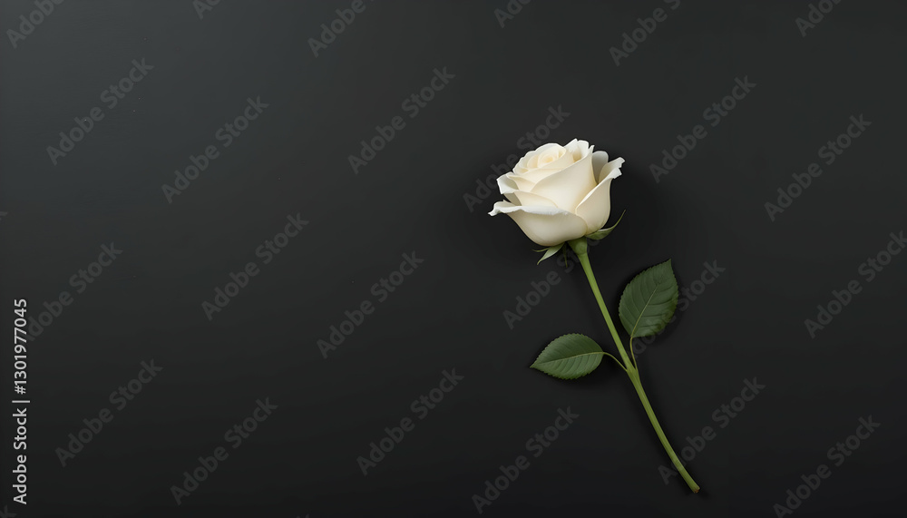 Elegant White Rose Blossom on Dark Background a Symbol of Purity Elegant White Rose Blossom on Dark Background a Symbol of Purity