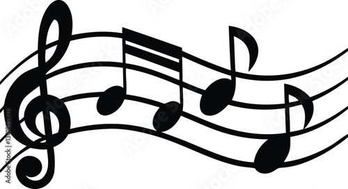 Unique musical notes silhouette vector illustration, musical notes line art vector icon design