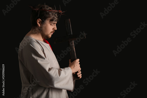 Man in Jesus robe and crown...