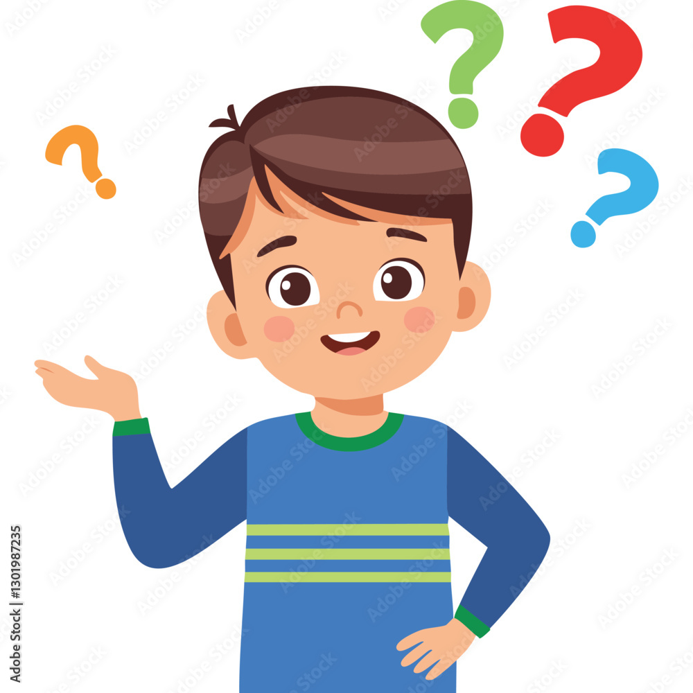 Portrait of a boy with a thinking gesture