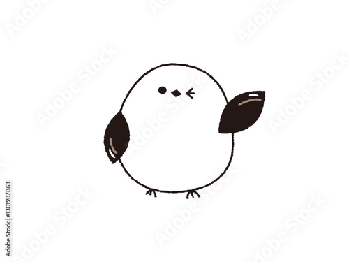片手をあげてウインクするシマエナガ