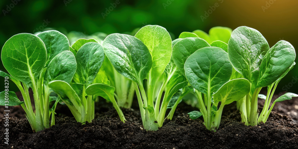 Growing Salad Vegetables, A greenhouse nursery filled with rows of young salad greens, captured in high fidelity. Growing Salad Vegetables, A greenhouse nursery filled with rows of young salad greens, captured in high fidelity.
