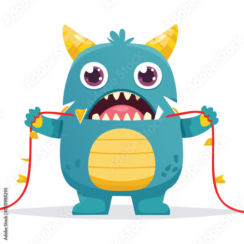 Illustration of a cute monster with broken cable