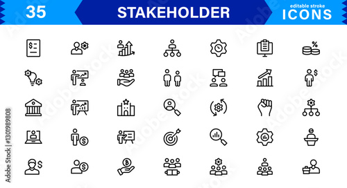 Stakeholder Icon Set. High-Quality Vector Icons for Business, Partnerships, Corporate Governance, and Stakeholder Engagement