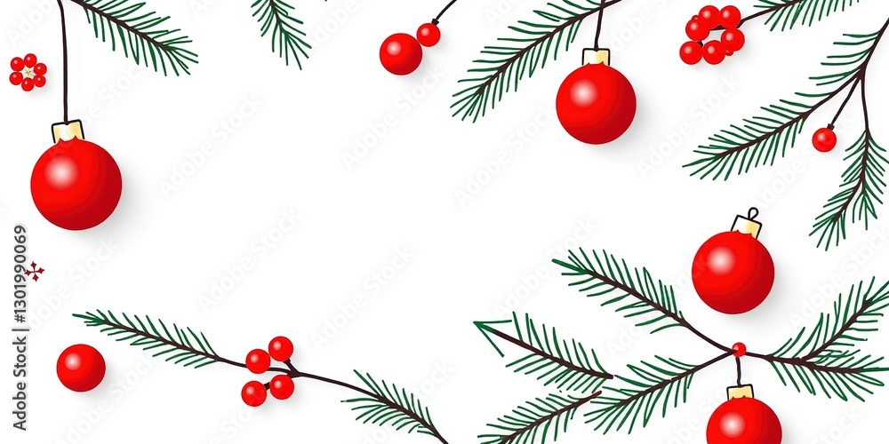 Minimalist Christmas Adornment on White Background Minimalist Christmas Adornment on White Background
