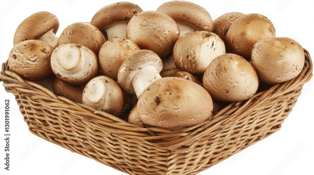Fresh forest mushrooms carefully arranged in a woven basket, showcasing Czech foraging traditions. Fresh forest mushrooms carefully arranged in a woven basket, showcasing Czech foraging traditions.