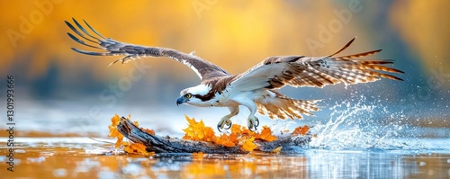 Osprey Diving for Fish in Autumn