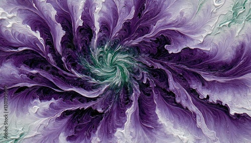 Abstract Swirling Design in Shades of Purple and Green Tones
